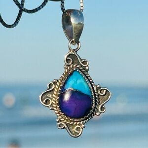 Unique Sterling Silver natural turquoise Pendant.